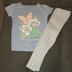 Carter's Soft Blue Floral/Butterfly Graphic Outfit